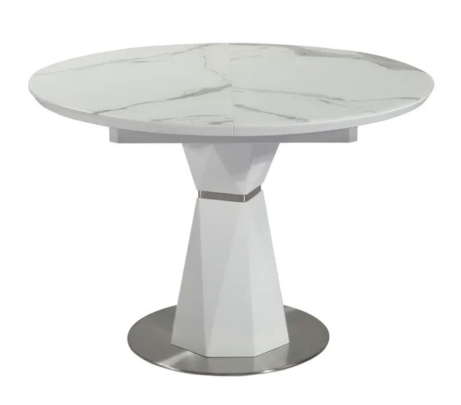 Diamond раздвижной кухонный стол со стеклом под белый мрамор