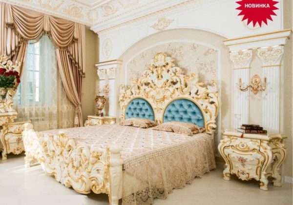 Спальня Барокко Люкс (кровать 1,8 м.; шкаф 6-ти дв.; туалетный стол) слоновая кость