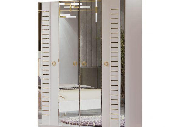 Спальня Тиффани (кровать 1.8 м.; шкаф 4-х дв.; туалетный стол) крем/серо-бежевый