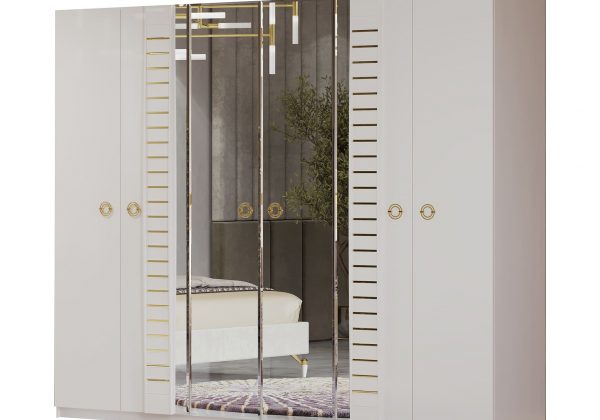 Спальня Тиффани (кровать 1.8 м.; шкаф 6-ти дв.; туалетный стол) крем/велюр молочный