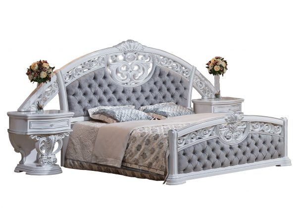 Спальня Марелла  (кровать 1,8 м.; шкаф 6-ти дв.; туалетный стол) белый/серебро