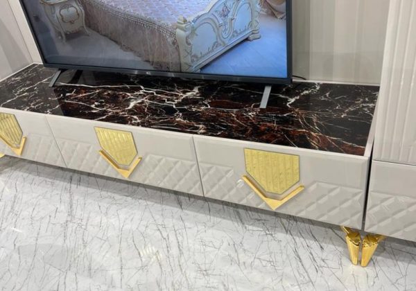 Гостиная Севиль (витрина 1 дв.; витрина 2-х дв.; тумба ТВ) кашемир/золото